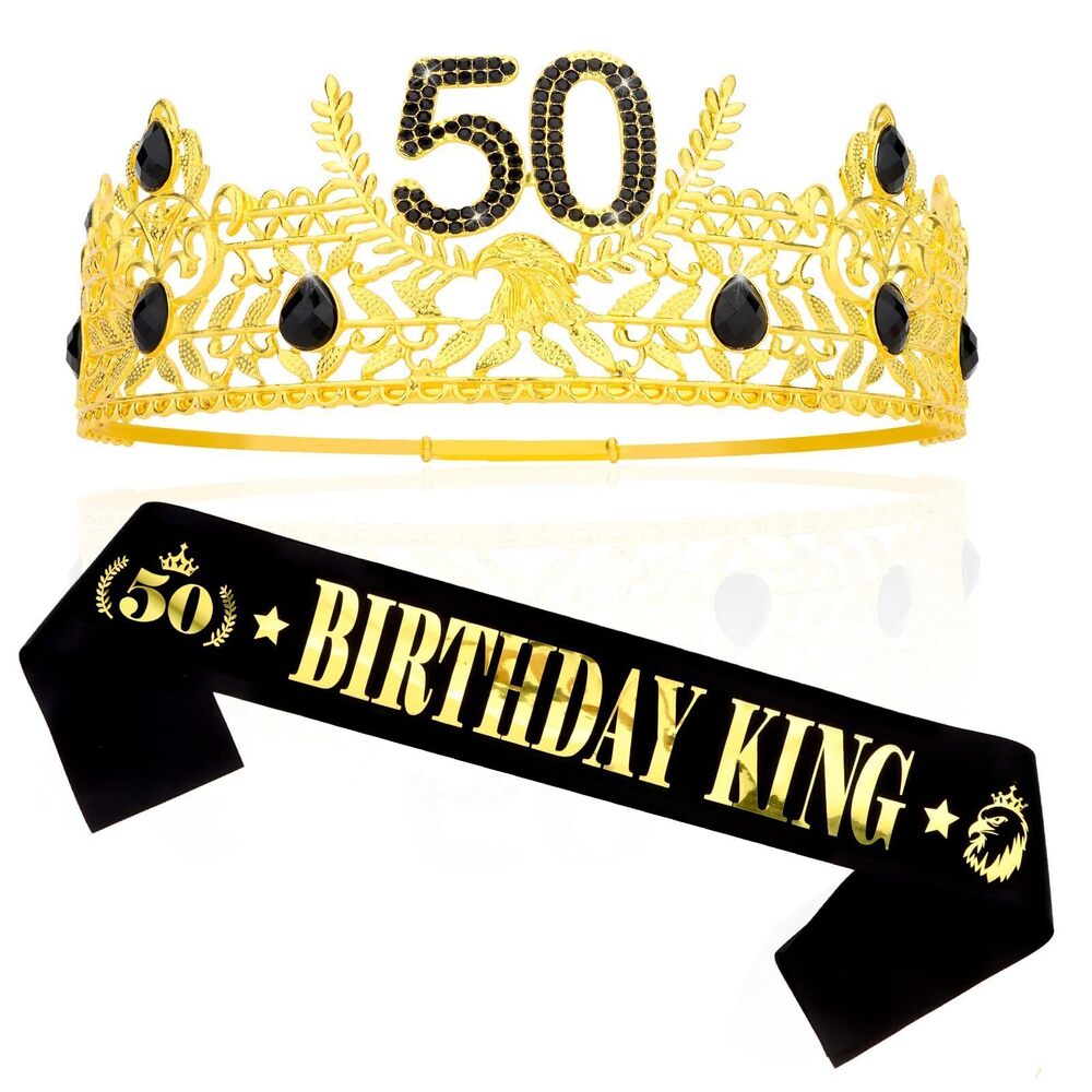 1230 50th Birthday Sash & King Crown , 50th Birthday Gifts , 50th Birthday